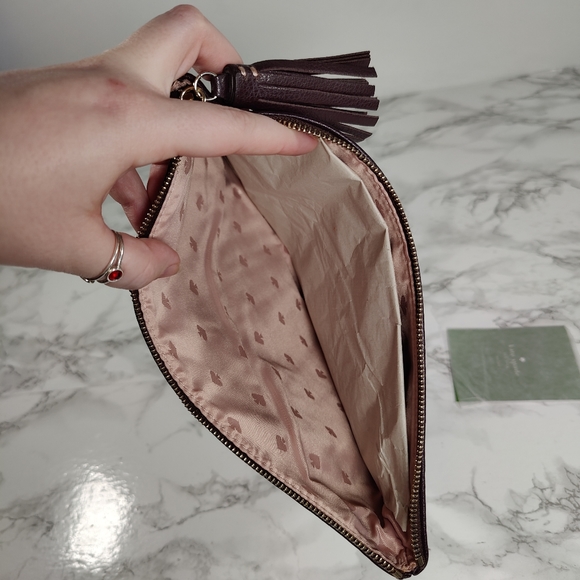 Kate Spade Ash Street Logo Large Zippered Pouch in Deep Plum - Picture 4 of 6